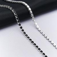 ЦС012СЦ2 Стразовые цепочки (серебро), цвет: черный, размер 2мм, 30см\упак