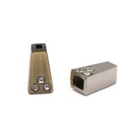 Наконечники для шнура металлические со стразами, 4 цвета, 8 шт, 11*6,5мм 4-х гран, d=2,5/4мм