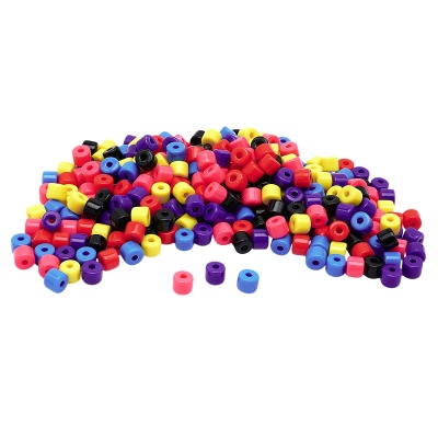 2141 Бусины пластиковые, микс цвета, цилиндр, 5*6мм, 50гр Astra&Craft (Яркий)