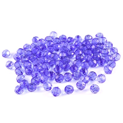 2023 Бусины пластиковые, акрил, прозрач. в цвете, граненые круглые, 8мм, 25гр, Astra&Craft (30 синий)
