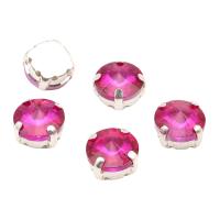РЦ009НН10 Хрустальные стразы в цапах круглой формы, фуксия 10 мм, 5 шт. Astra&Craft