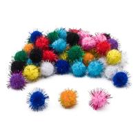 Помпоны с блестками, 25мм, 10 цветов, 50шт, Astra&Craft