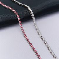 ЦС006СЦ2 Стразовые цепочки (серебро), цвет: розовый, размер 2 мм, 30 см/упак.