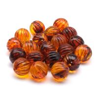 4392 Бусины пластиковые, 'янтарь', с поперечными бороздками круглые, 12мм, 20гр, Astra&Craft