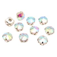 РЦ002НН8 Хрустальные стразы в цапах круглой формы, белый c AB покрытием 8 мм, 10 шт. Astra&Craft