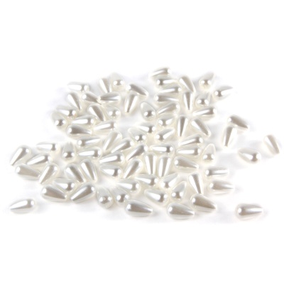 3303 Бусины пластиковые, 'жемчуг', белые, капля, 13*7мм, 80шт/упак, Astra&Craft (белый)