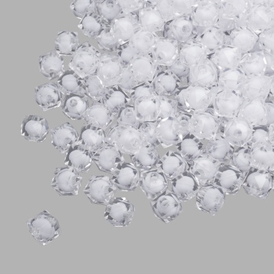Бусины пластиковые, акрил, в цвете с белой сердцевиной, граненый куб, 8мм, 500гр, Astra&Craft (прозрачный)