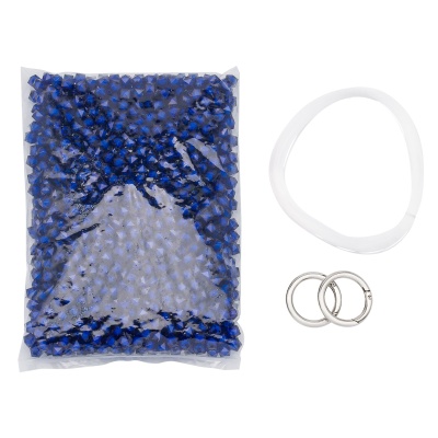 Набор для плетения сумки из акрил. бусин в цвете с белой сердцев., граненый куб, 10мм, Astra&Craft (26 темно-синий)