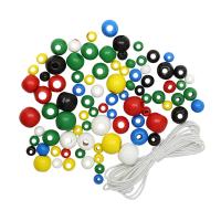 160819 Набор деревянных бусин со шнуром, яркий микс, 6,8,10,12мм, 21р, 90шт/упак, Astra&Craft