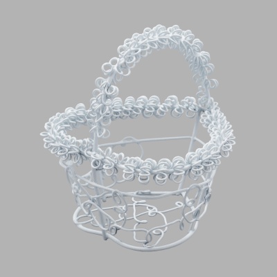 1204 Корзинка витая металлическая в форме сердца, 4,5*6,5см (белый)