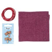 Рогожка 48*45 см с атласным шнуром 1 м, цвет фиолетовый, в подарок деревянные пуговицы