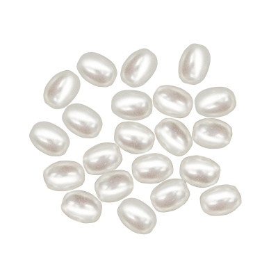 3011 Бусины пластиковые, 'жемчуг', белые, бочонок, 9*7мм, 100(+/-10)шт/упак, Astra&Craft (белый)