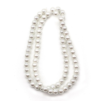 Бусины стеклянные на нитке, 6 мм, длина 40 см, Astra&Craft (SA-01 белый жемчуг)