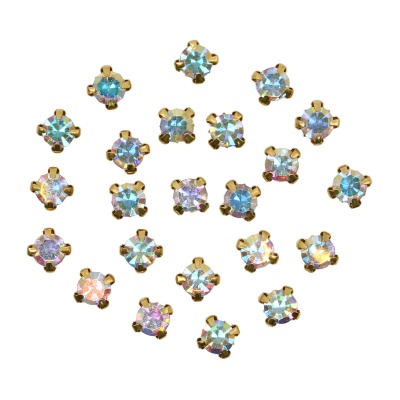 4AR169/176 Хрустальные стразы в цапах/золото, 6мм, 40шт/упак, Astra&Craft (42 прозрачный AB)