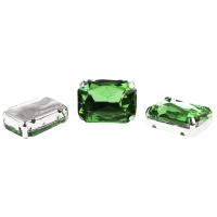 ПЦ007НН1318 Хрустальные стразы в цапах прямоугольные (серебро) изумрудный 13*18мм, 3шт/упак Astra&Craft