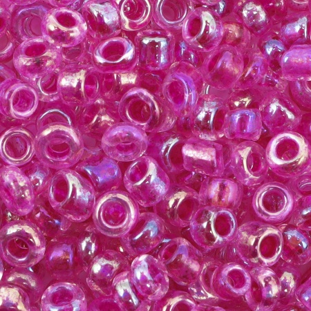 Бисер, (стекло), 11/0, упак./20 гр., Astra&Craft (219 фуксия/прозр. с цвет. центром(радужный))