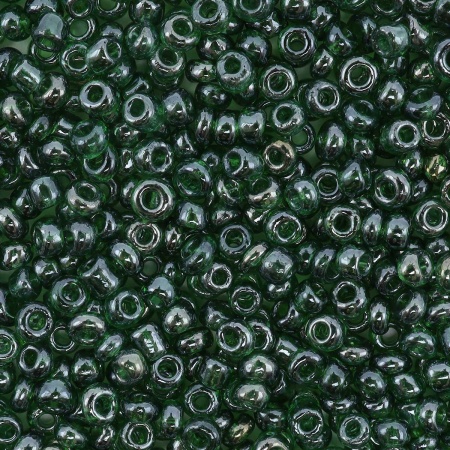 Бисер, (стекло), 11/0, упак./20 гр., Astra&Craft (107В зеленый/прозрачный, глянцевый)