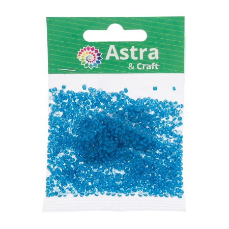 Бисер, (стекло), 11/0, упак./20 гр., Astra&Craft (315 голубой/прозрачный с цветным центром)