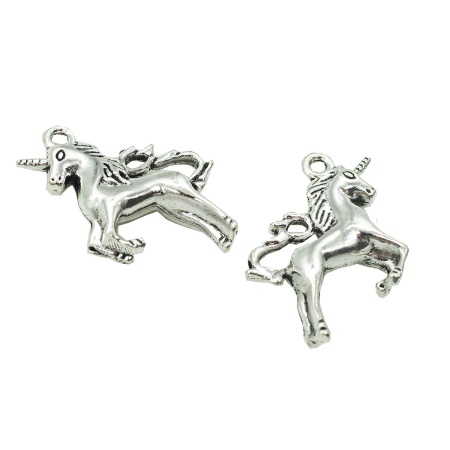 4AR2076 Подвеска металлическая единорог, 27*20 мм, 2 шт/упак, Astra&Craft (серебро)