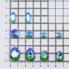 МФ-25 Хрустальные стразы в металлических цапах, форма страз: МИКС, зеленый с AB покрытием, 10шт/упак
