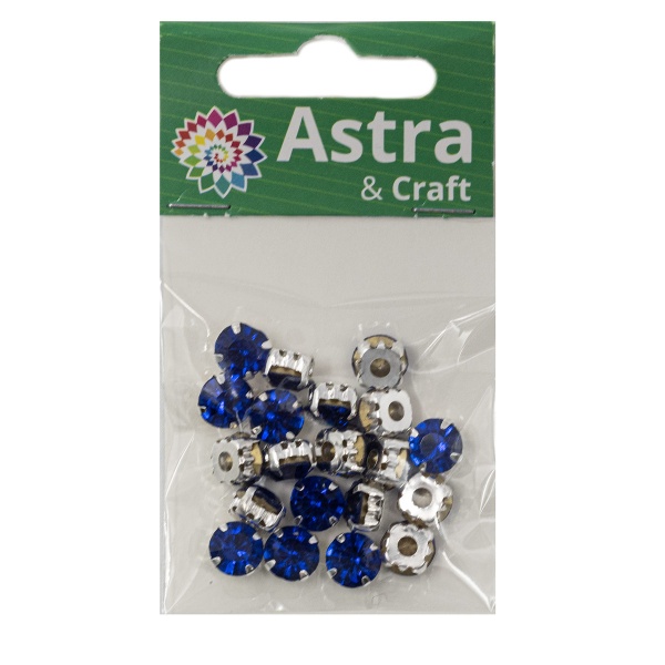 4AR167/168 Хрустальные стразы в цапах/серебро, 8мм, 20шт/упак, Astra&Craft (25 синий)