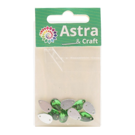 ХК008НН712 Хрустальные стразы пришивные формы 'капля', зеленый 7х12 мм 10 шт/упак.