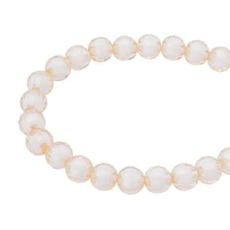 LY-162 Бусины пластиковые, акрил, цвет. с белой сердц., круглые часто гран., 8мм, 500гр, Astra&Craft (35 бежевый)