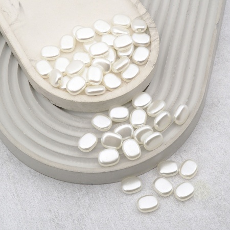 2272 Бусины пластиковые, 'жемчуг', белые, овал, 13*11*5мм, 50шт/упак , Astra&Craft (белый)