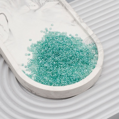 Бисер, (стекло), 11/0, упак./20 гр., Astra&Craft (120А св. бирюзовый/прозрачный глянцевый)