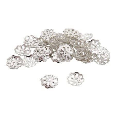 4AR198 Шапочка для бусин, 10мм 50шт/упак, Astra&Craft (Серебро)