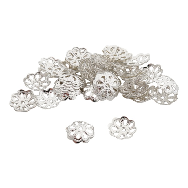 4AR198 Шапочка для бусин, 10мм 50шт/упак, Astra&Craft (Серебро)