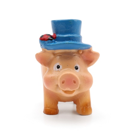 AS15-02, Миниатюра. Свинка в синей шляпе 3*1 см