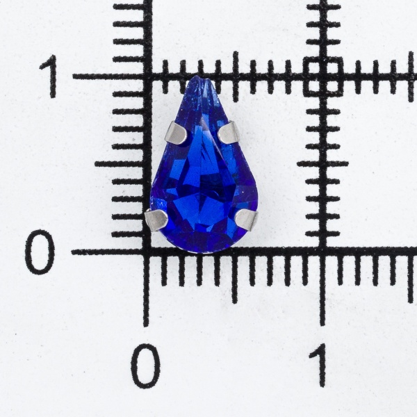 АЦ010НН610 Хрустальные стразы в цапах формы 'капля', сапфир, 6х10мм, 7шт