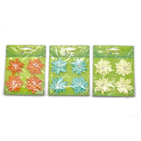 Набор бумажных цветов для творчества и скрапбукинга, 12 шт, Ассорти 4