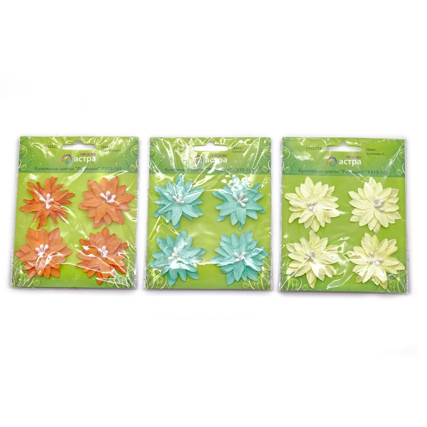 Набор бумажных цветов для творчества и скрапбукинга, 12 шт, Ассорти 4