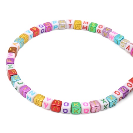 66878 Набор бусин бел/радужный с английскими буквами, 40г Astra&Craft