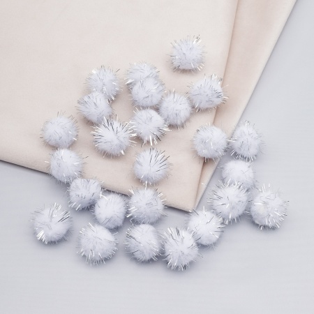 Помпоны с люрексом, 18мм, 25шт/упак, Astra&Craft (28 белый)