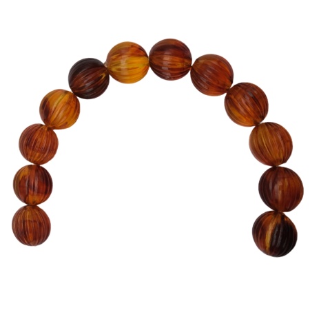 5716 Бусины пластиковые, 'янтарь', с продольными бороздками круглые, 8мм, 20гр, Astra&Craft