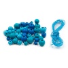 160815 Набор деревянных бусин со шнуром, голубой микс, 6,8,10,12мм, 21гр, 90шт/упак, Astra&Craft
