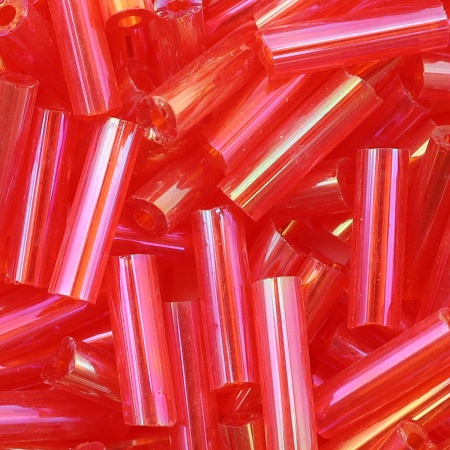 Стеклярус Astra&Craft 5мм, 15г (165 красный/прозрачный, радужный)