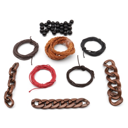 Набор для рукоделия и создания украшений (вощеные и кожаные шнуры, цепи и бусины)