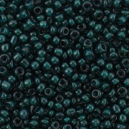 Бисер 11/0, 500 г., Astra&Craft (23А-2 т. изумруд/прозрачный с цветным центром)