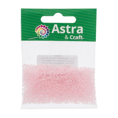 Бисер, (стекло), 11/0, упак./20 гр., Astra&Craft (2221 св. розовый/прозрачный с цветным центром, глянцевый)