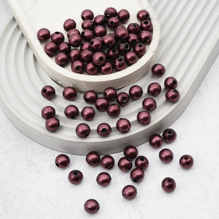 Бусины пластиковые, 'жемчуг', цветные, круглые, 10мм, 25(+/-3)гр, Astra&Craft (B33 коричневый)