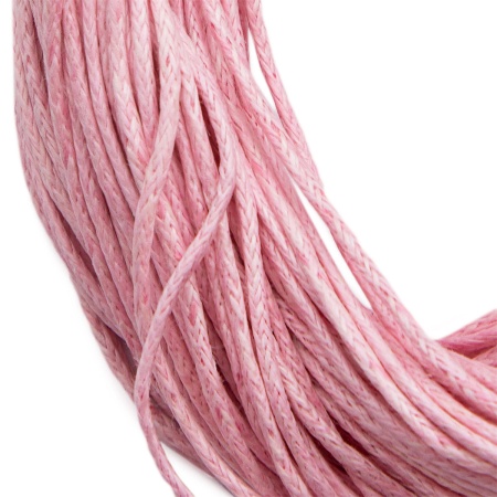 WRE1009-1 Шнурок вощеный, основа для бус 24нити/d-1мм, 38см, с замком,1 шт/упак (бл/розовый)