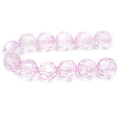 2023 Бусины пластиковые, акрил, прозрач. в цвете, граненые круглые, 8мм, 25гр, Astra&Craft (17 светло-сиреневый)