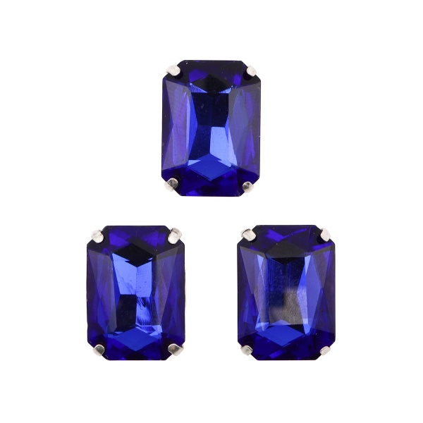 ПЦ009НН1318 Хрустальные стразы в цапах прямоугольные (серебро) сапфир 13*18мм, 3шт/упак Astra&Craft