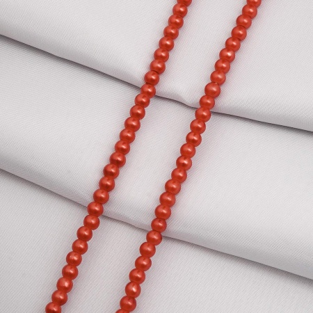 Бусины стеклянные на нитке, 4 мм, длина 40 см, Astra&Craft (SA-16 красный)
