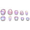 МФ-31 Хрустальные стразы в металлических цапах, форма страз: МИКС, розовый с AB покрытием, 10шт/упак.