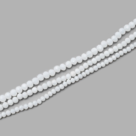 Бусины стеклянные на нитке, граненые, рондели, 3 нити длиной 38(+/-1)см микс 2.3.4мм, Astra&Craft (49 белый)